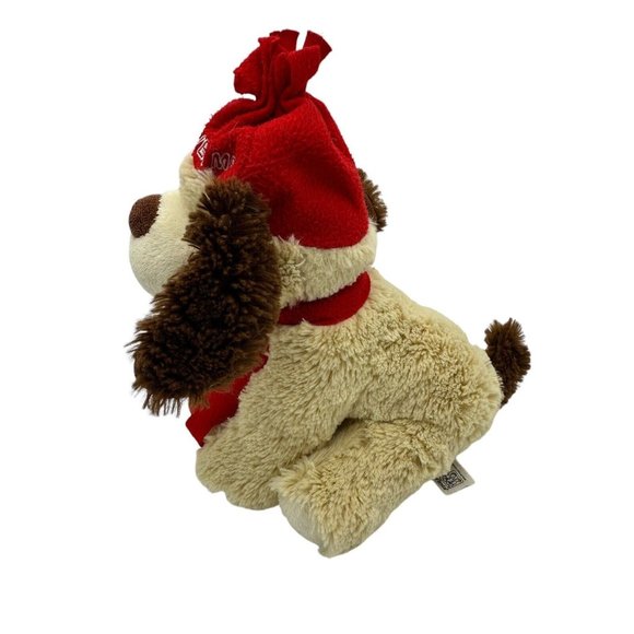 Fiesta Beige Tan Puppy Dog JESUS LOVES ME Plush Red Hat Scarf Stuffed Animal - Picture 2 of 4
